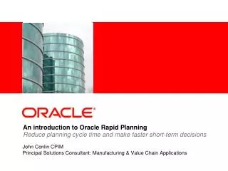 An introduction to Oracle Rapid Planning