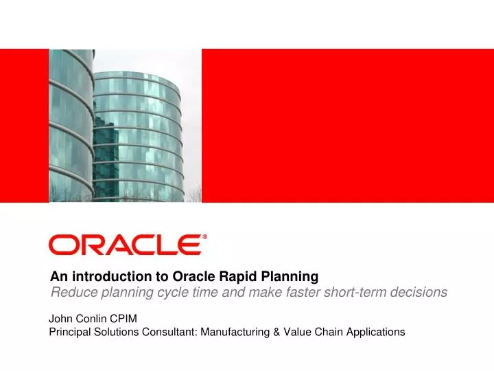 an introduction to oracle rapid planning