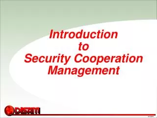 Introduction to Security Cooperation Management