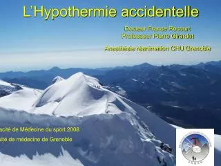 l hypothermie accidentelle