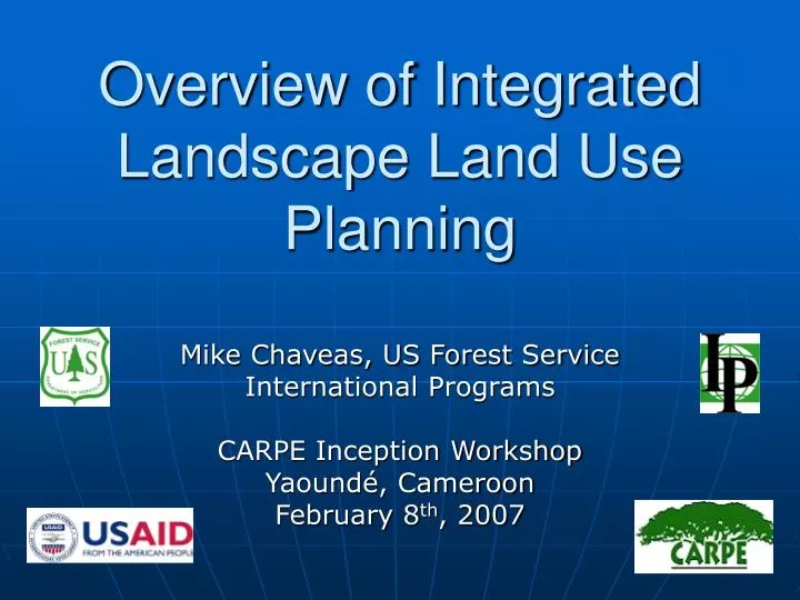 overview of integrated landscape land use planning