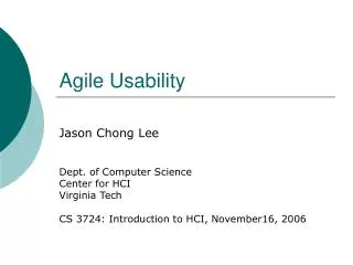 Agile Usability