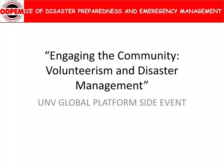 engaging the community volunteerism and disaster management