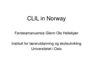 CLIL in Norway