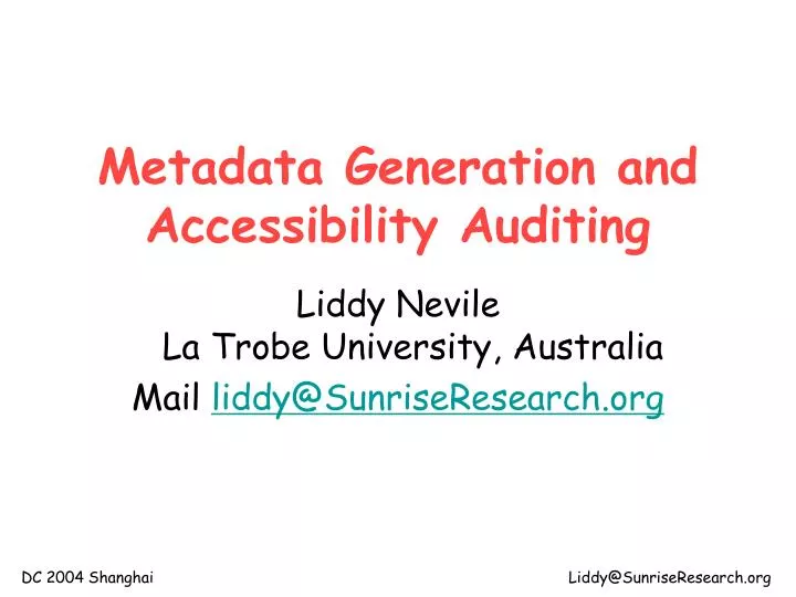 metadata generation and accessibility auditing
