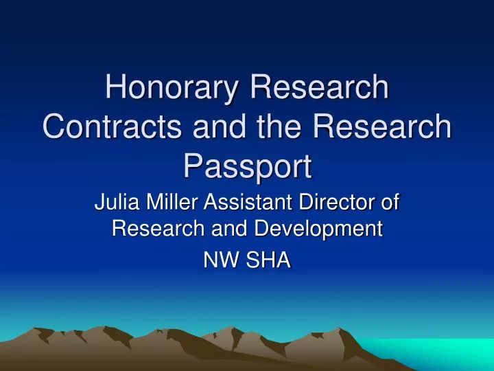 honorary research contracts and the research passport