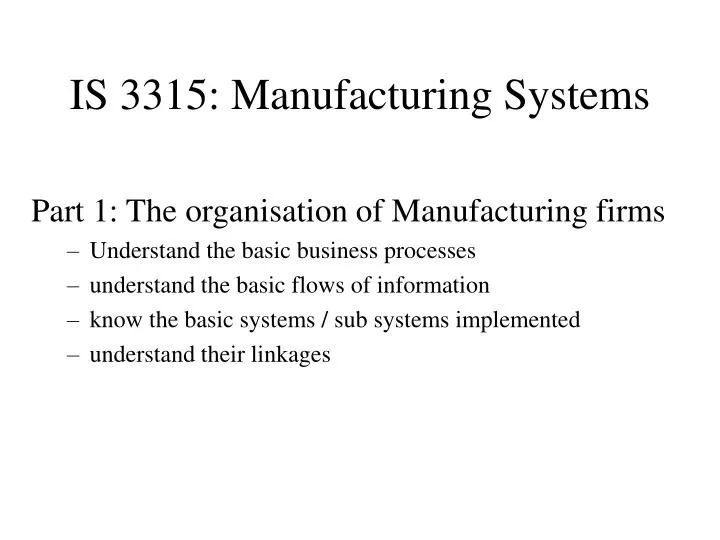 is 3315 manufacturing systems
