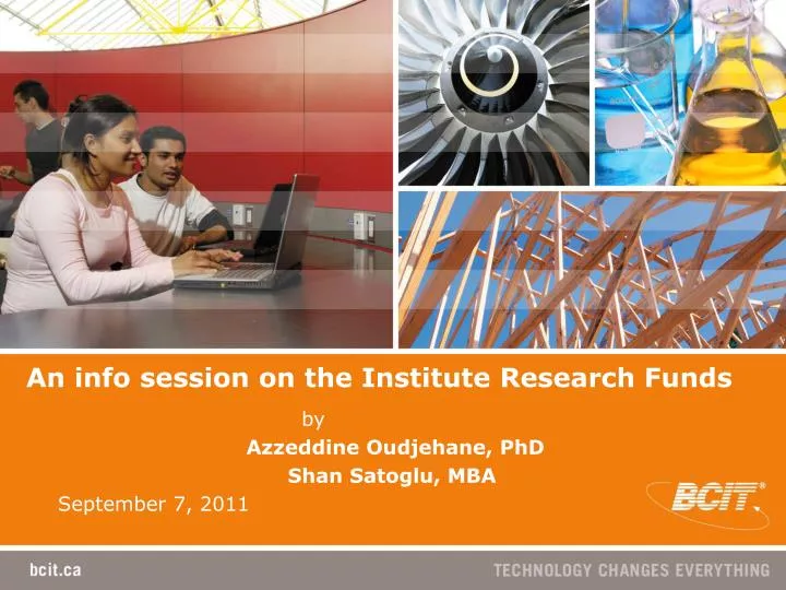 an info session on the institute research funds