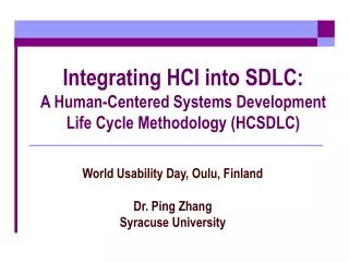 Integrating HCI into SDLC: A Human-Centered Systems Development Life Cycle Methodology (HCSDLC)