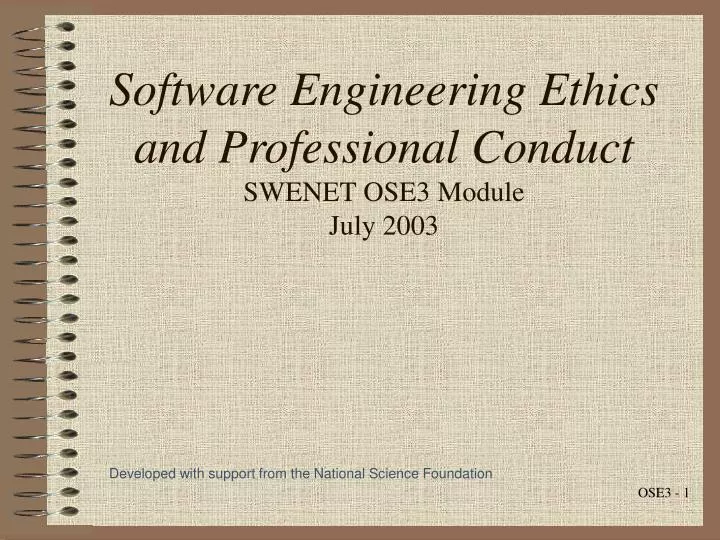 software engineering ethics and professional conduct swenet ose3 module july 2003