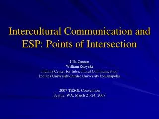 Intercultural Communication and ESP: Points of Intersection
