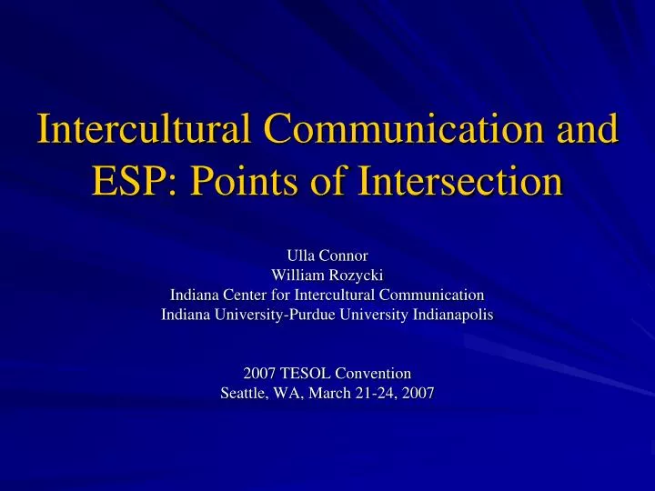 intercultural communication and esp points of intersection