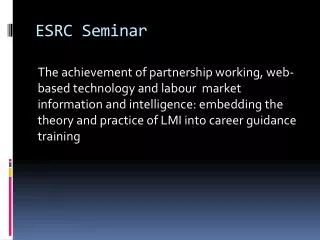 ESRC Seminar