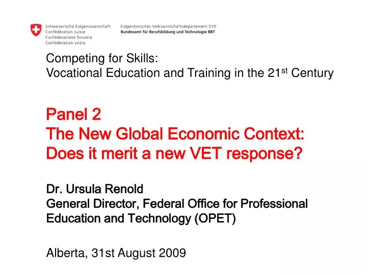 dr ursula renold general director federal office for professional education and technology opet