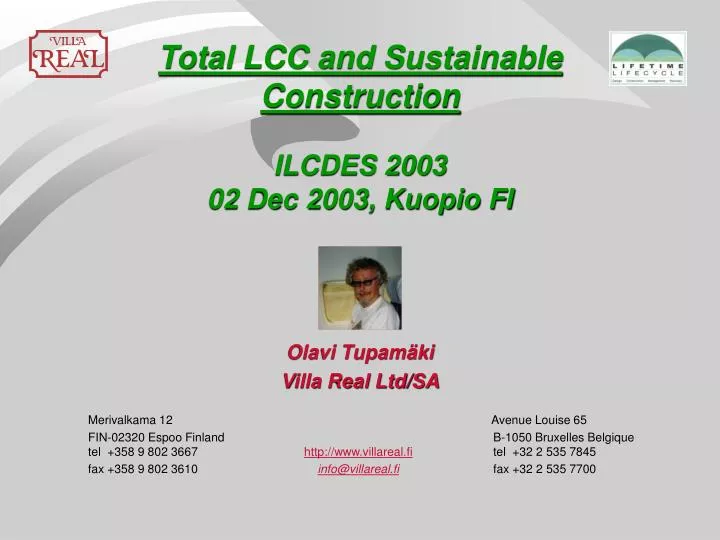 total lcc and sustainable construction ilcdes 2003 02 dec 2003 kuopio fi
