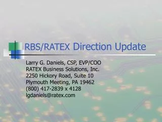 RBS/RATEX Direction Update