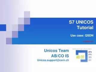 S7 UNICOS Tutorial Use case: QSDN S7-UNICOS v2.7