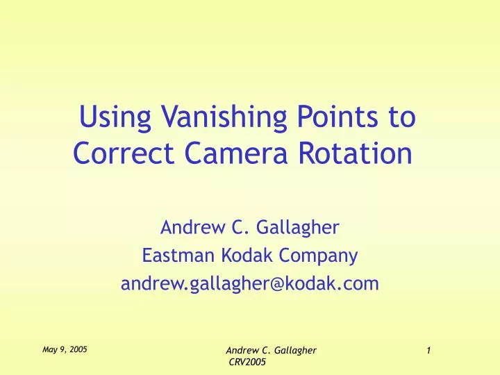 using vanishing points to correct camera rotation