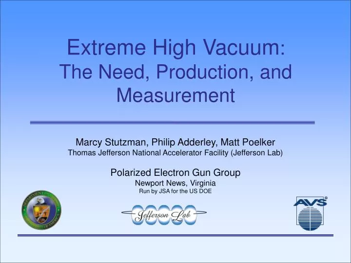 extreme high vacuum the need production and measurement