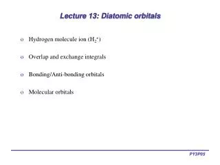Lecture 13: Diatomic orbitals