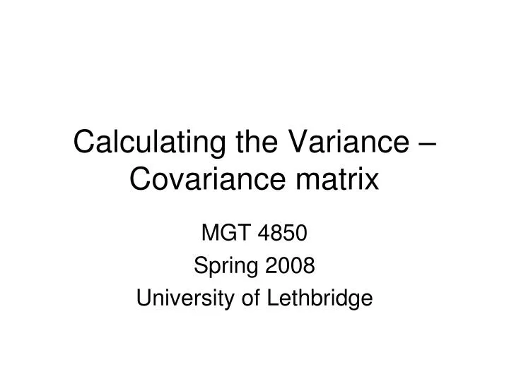 calculating the variance covariance matrix