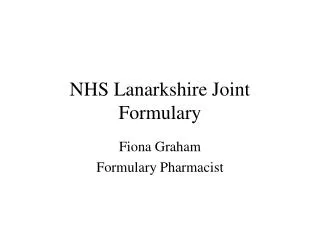 NHS Lanarkshire Joint Formulary