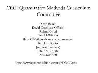 COE Quantitative Methods Curriculum Committee