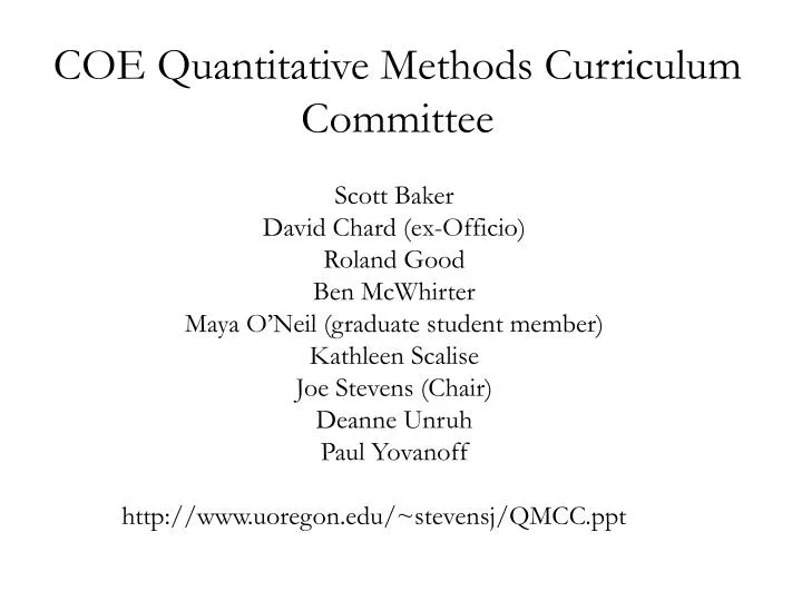 coe quantitative methods curriculum committee