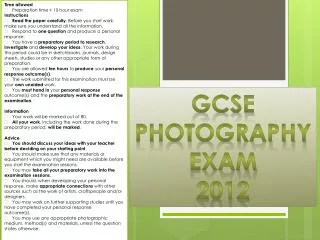GCSE Photography Exam 2012