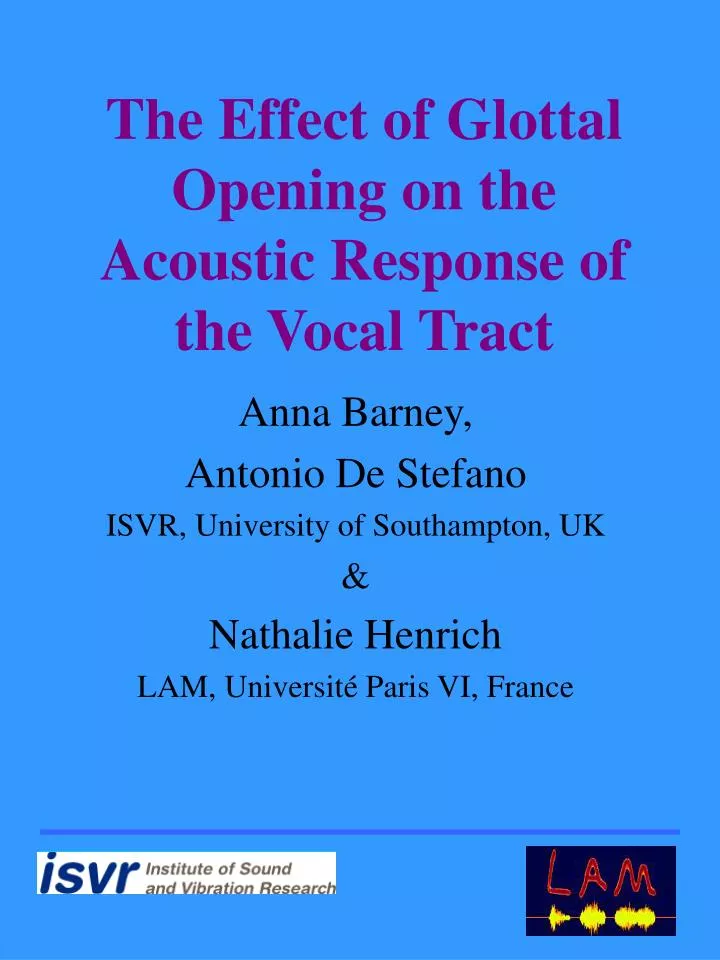the effect of glottal opening on the acoustic response of the vocal tract
