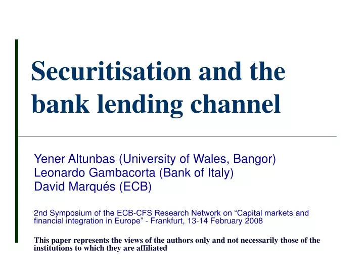 securitisation and the bank lending channel