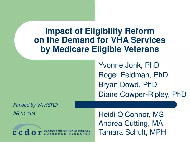 impact of eligibility reform on the demand for vha services by medicare eligible veterans