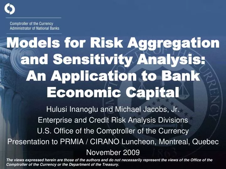 models for risk aggregation and sensitivity analysis an application to bank economic capital