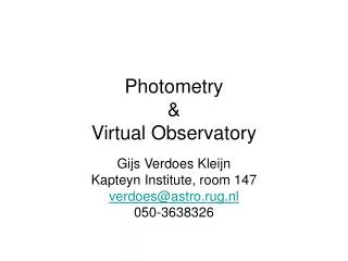 Photometry &amp; Virtual Observatory