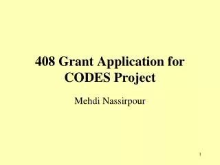 408 Grant Application for CODES Project