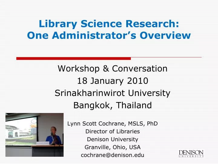 library science research one administrator s overview