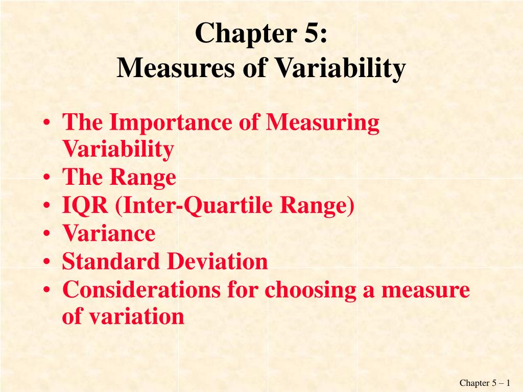 PPT - Chapter 5: Measures of Variability PowerPoint Presentation, free ...