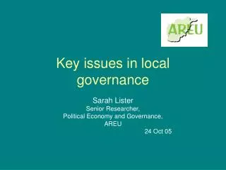 Key issues in local governance