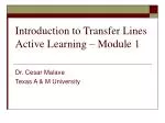 Introduction to Transfer Lines Active Learning – Module 1 - slide 1