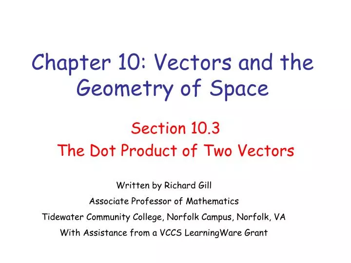 chapter 10 vectors and the geometry of space