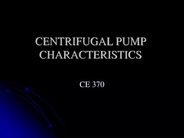 centrifugal pump characteristics