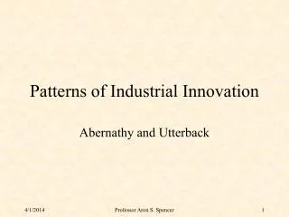 Patterns of Industrial Innovation