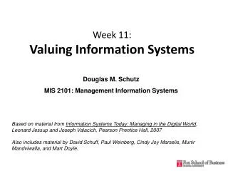 Week 11: Valuing Information Systems