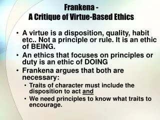 Frankena - A Critique of Virtue-Based Ethics