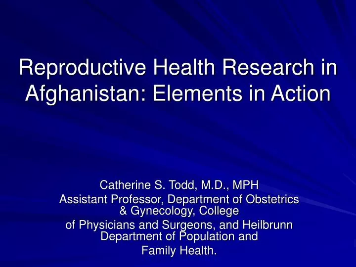 reproductive health research in afghanistan elements in action