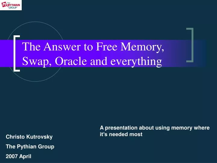 the answer to free memory swap oracle and everything