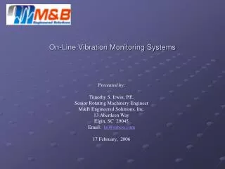 On-Line Vibration Monitoring Systems