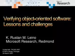 Verifying object-oriented software: Lessons and challenges