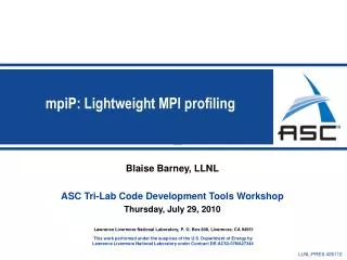 mpiP: Lightweight MPI profiling