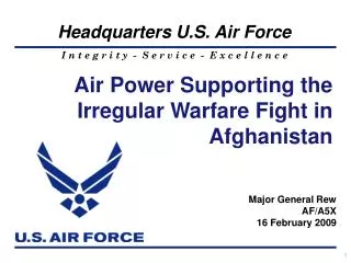 Air Power Supporting the Irregular Warfare Fight in Afghanistan